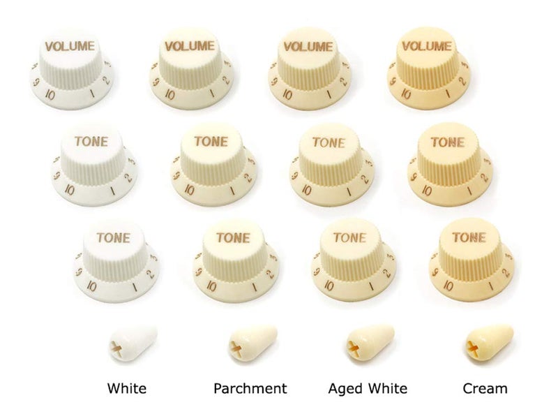 Vintage Forge Cream Guitar Control Knobs (1 Volume, 2 Tone, 1 Switch Tip) for Fender Strat Style Electric Guitars Fits USA (Imperial) Split Shaft Pots STKUS-CRM - Image 3